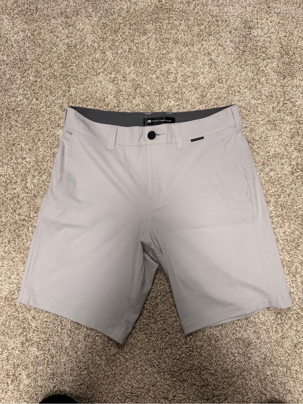 Travis Mathew Light Gray Flat-Front Performance Shorts